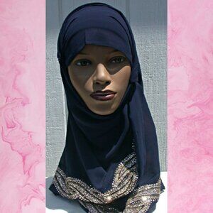NAVY BLUE Fashion Scarf Women's Plain Chiffon Head wrap Hijab Head Scarves